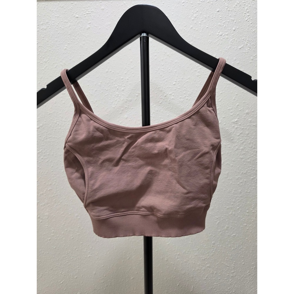 FP Movement Free People Happiness Runs Crop Tank Bra Mauve M/L Ribbed Seamless